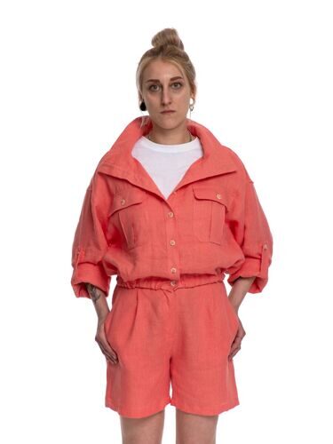 Укороченная  льняная куртка