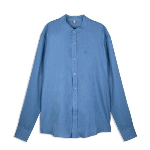 Рубашка из конопли с воротником-стойкой