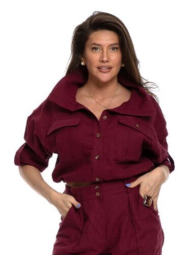 Укороченная льняная куртка