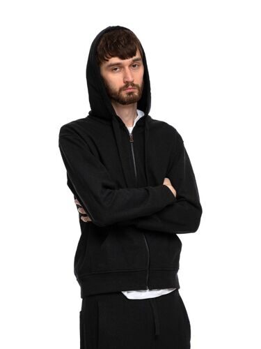 Куртка из конопляного футера на молнии, черная