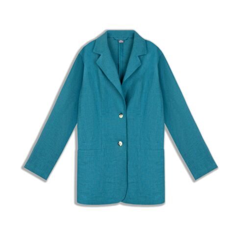 Жакет изо льна, бирюзовый