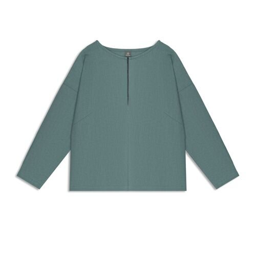 Блузка прямого кроя из конопли и хлопка, мятный